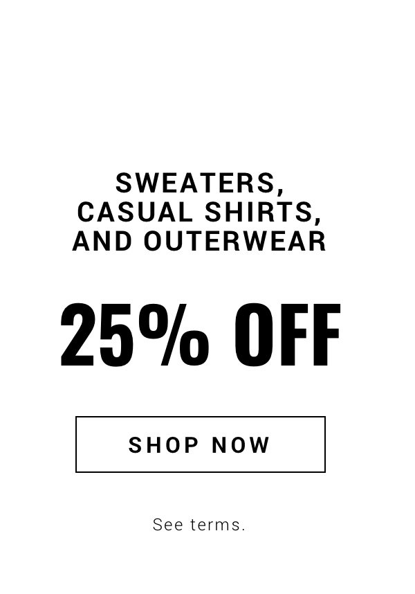 Outerwear 25 percent off