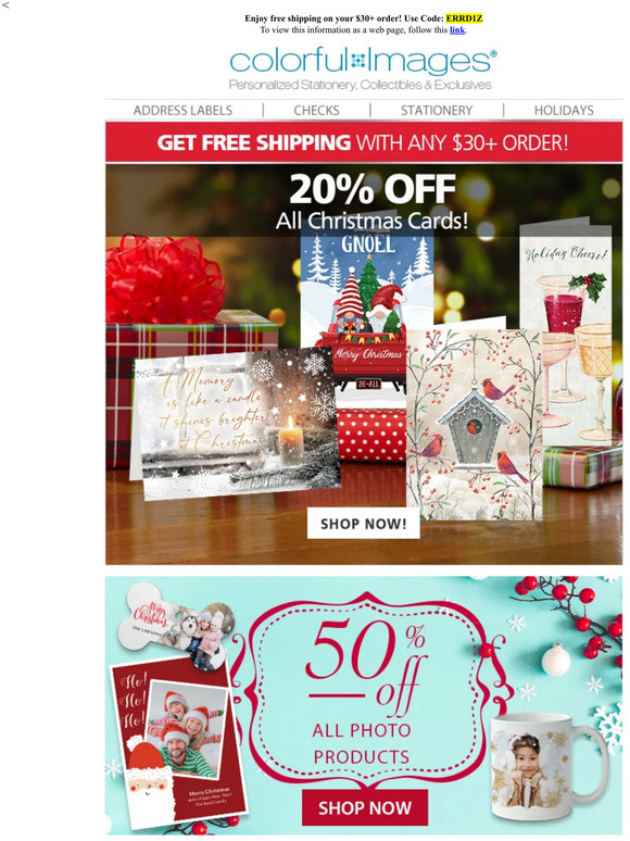 colorfulimages Stack Your Savings! 20 Off Christmas Cards + Free