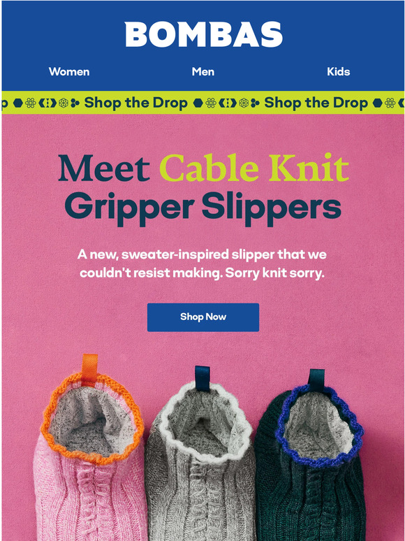 Bombas Introducing New Cable Knit Gripper Slippers 🧶 Milled