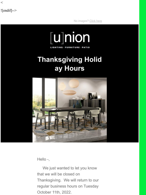 Thanksgiving Holiday Hours
