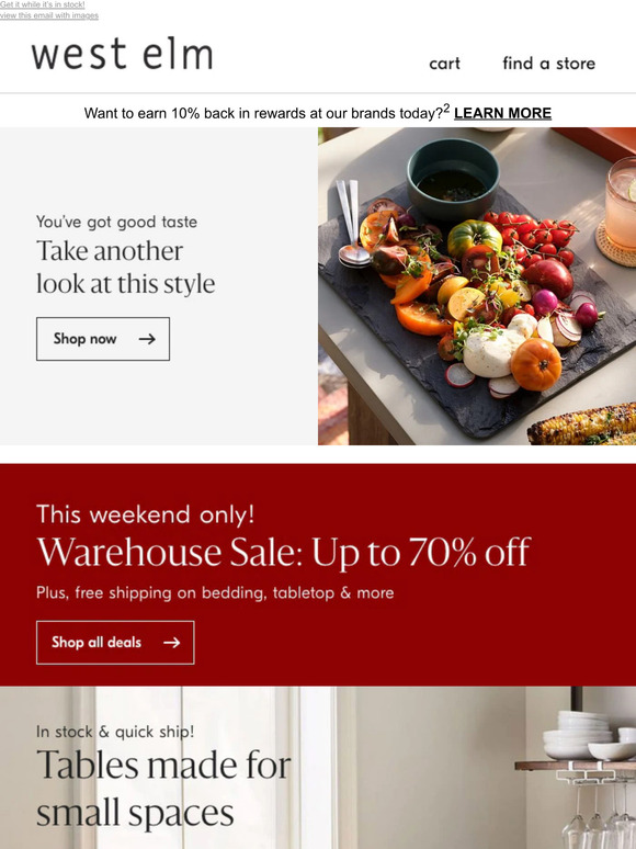 West Elm Quickship tables, perfect for small spaces Milled