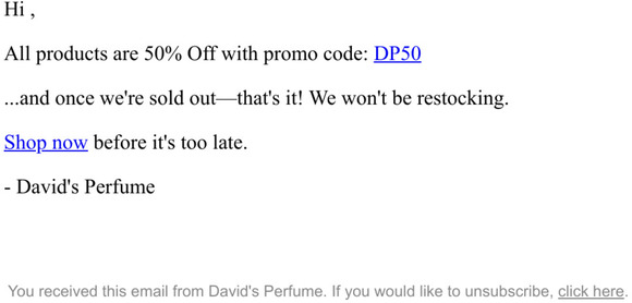 David's perfume discount online code