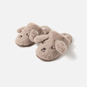 Puppy mule slippers tan