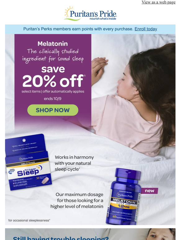 Puritan's Pride 20 off that'll make you sleep easier Milled