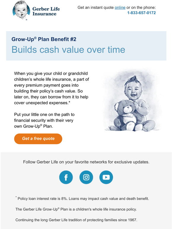 Gerber Life This GrowUp® Plan benefit builds over time... Milled