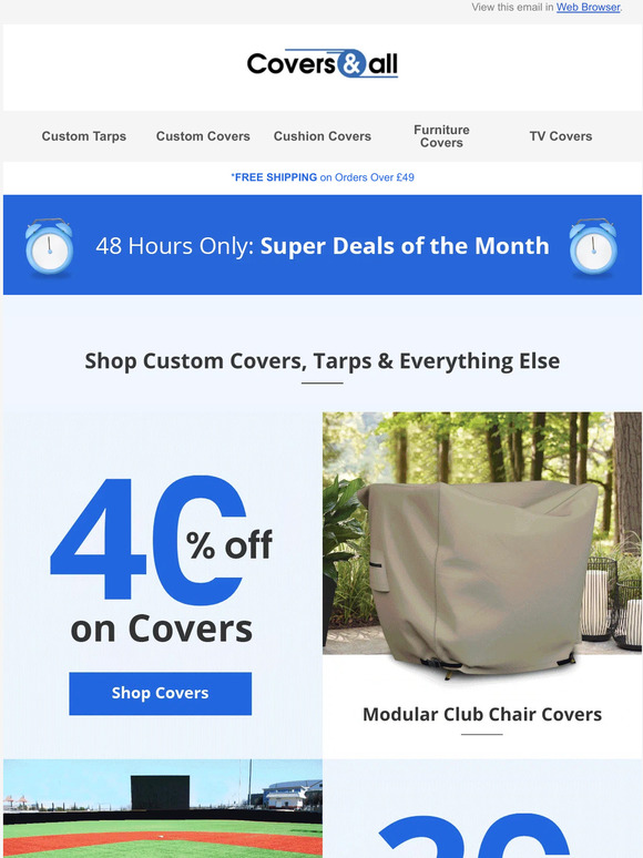 ⚡Hot Savings : 40% Off Covers + 20% Off Tarps