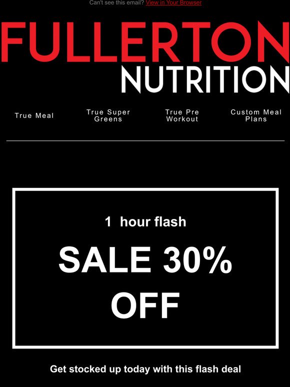 30% off 1 hour flash deal