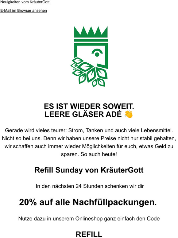 Refill Sunday - 20% auf alle Nachfüllpackungen