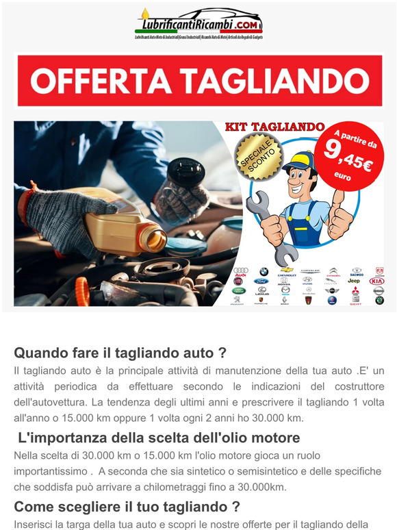 Sconto del 22% sul tagliando per la tua auto ‼