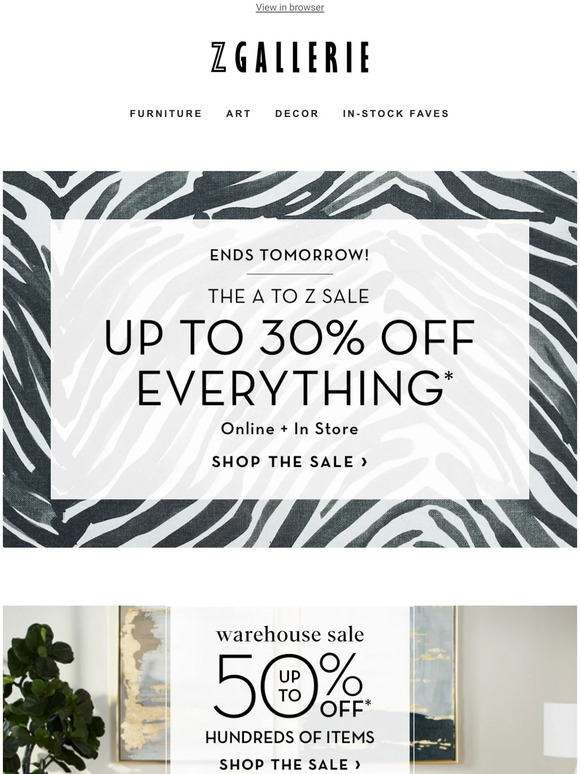 Z GALLERIE Explore Our Warehouse Wonders & Save! Milled