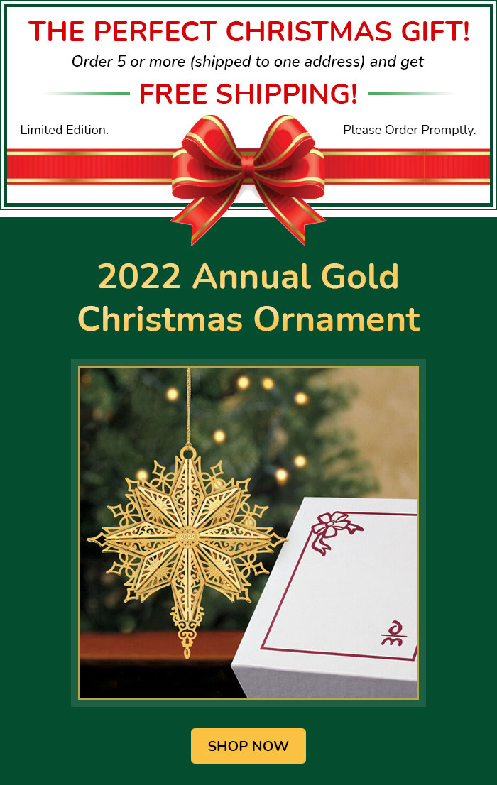 Danbury Mint The 2022 Danbury Mint Annual Gold Ornament Milled