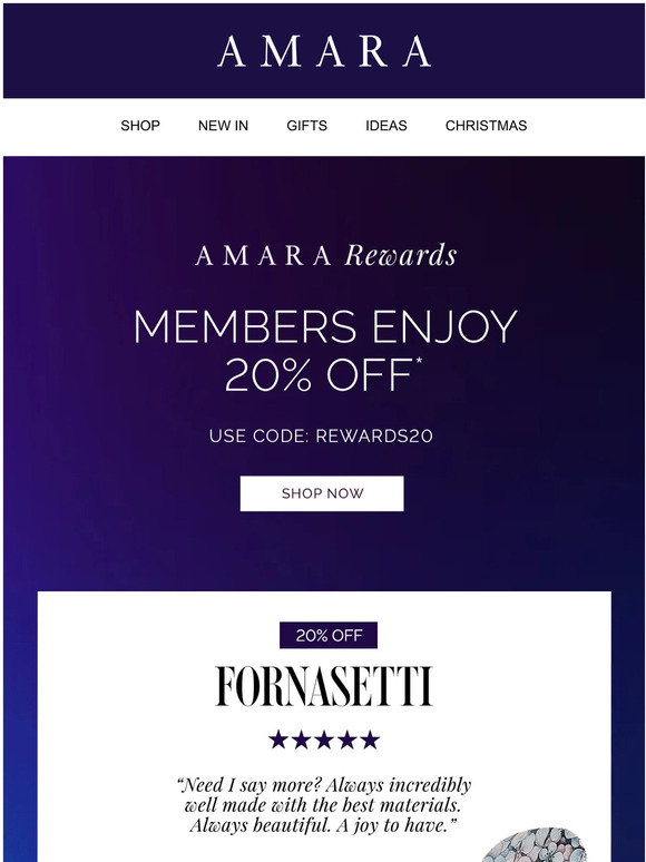 AMARA Rewards 20 OFF exclusive brands with code