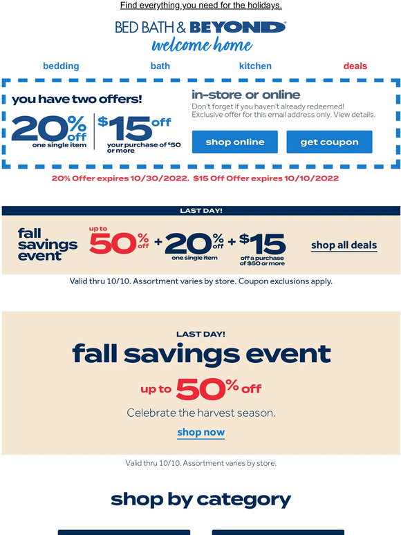 Bed Bath & Beyond Save up to 50 during our Fall 🍂 Savings! Hurry