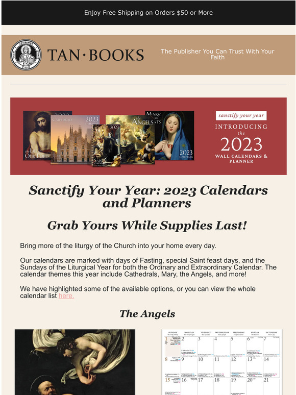 TAN Books 2023 Wall Calendars Still Available! Milled