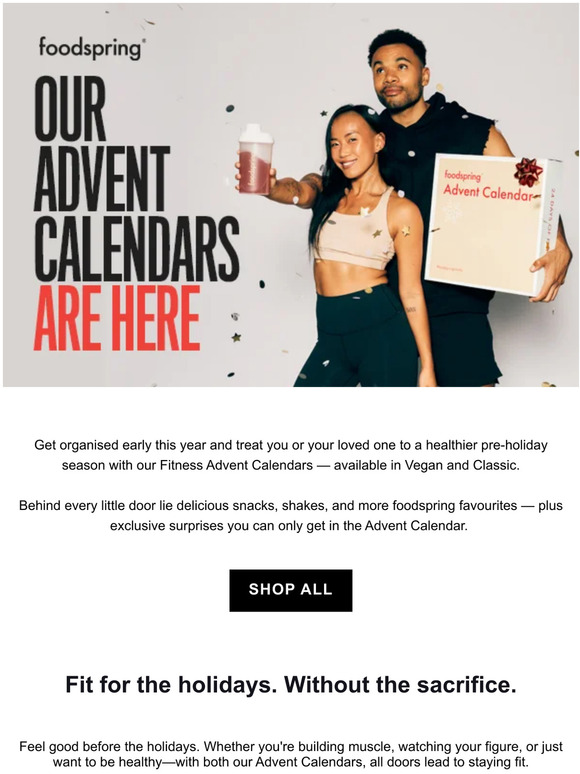 FoodSpring CH The foodspring Fitness Advent Calendar 2022 is here Milled