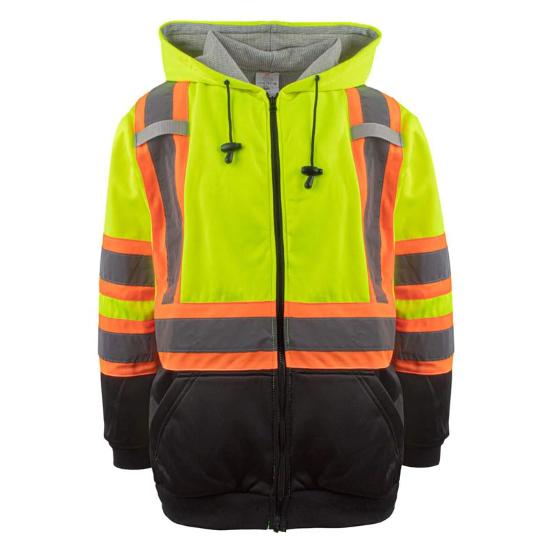 Work Force Men's Class 3 Hi-Visibility Thermal Lined Hooded Sweatshirt