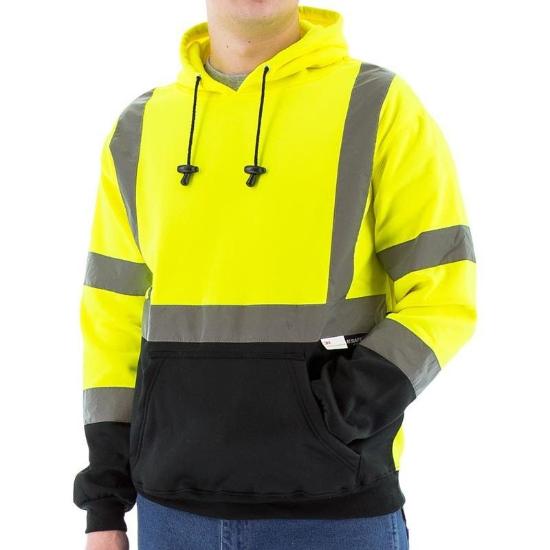 Work Force Men's Class 3 Hi Viz Black Bottom Pullover Hoodie