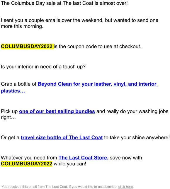 Last day for Columbus Day Discounts!