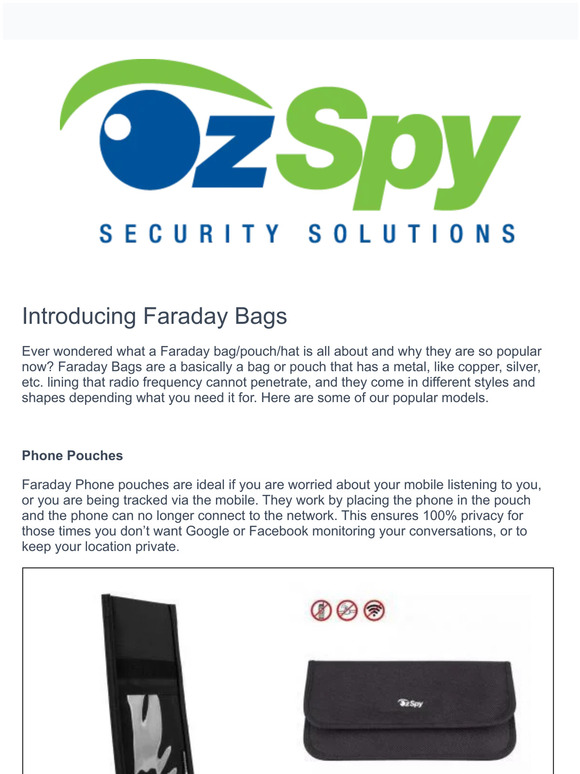 Faraday Bags & Pouches - OzSpy Spy Shop