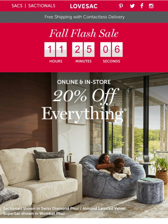 LoveSac Seriously Though, This Is Your Last Chance To Save! Milled