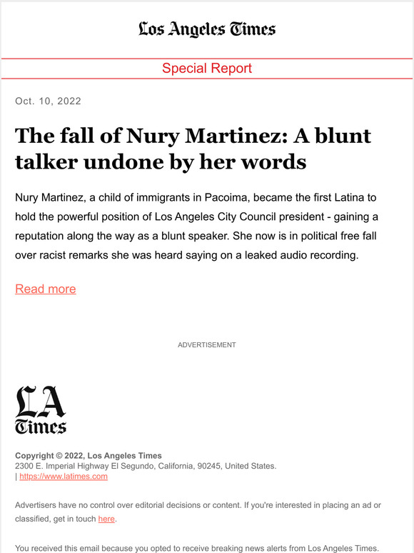 Los Angeles Times: The Fall Of Nury Martinez: A Blunt Talker Undone By ...