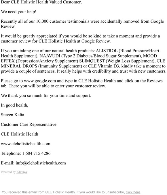 Customer Review Request