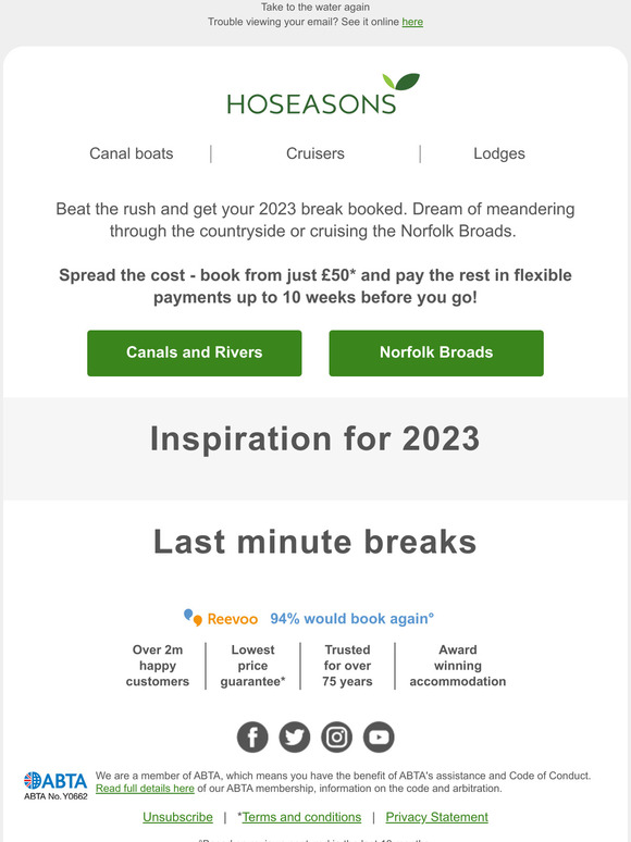 Book your next break from £50*