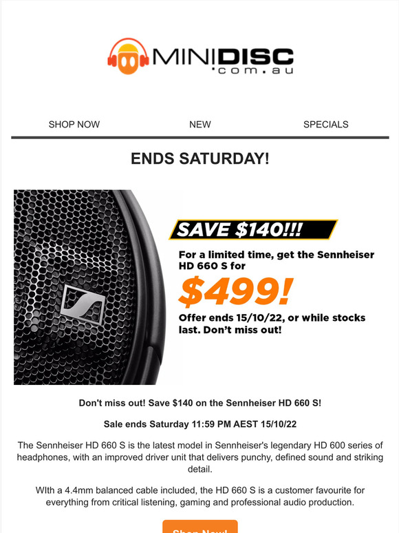 ENDS SATURDAY: SAVE $140 on Sennheiser HD 660 S!