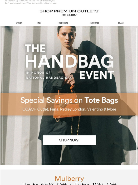 Shop Premium Outlets HANDBAG EVENT Totes Feature Milled