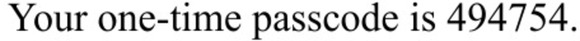 Your one-time passcode