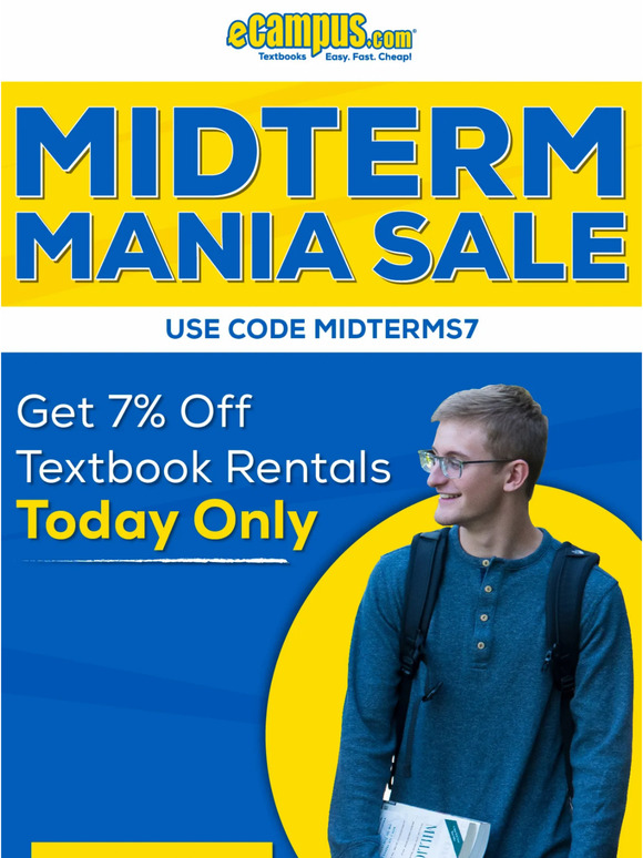 📚 Midterm Mania Sale | Get 7% Off Textbook Rentals Today Only! 🤯💸