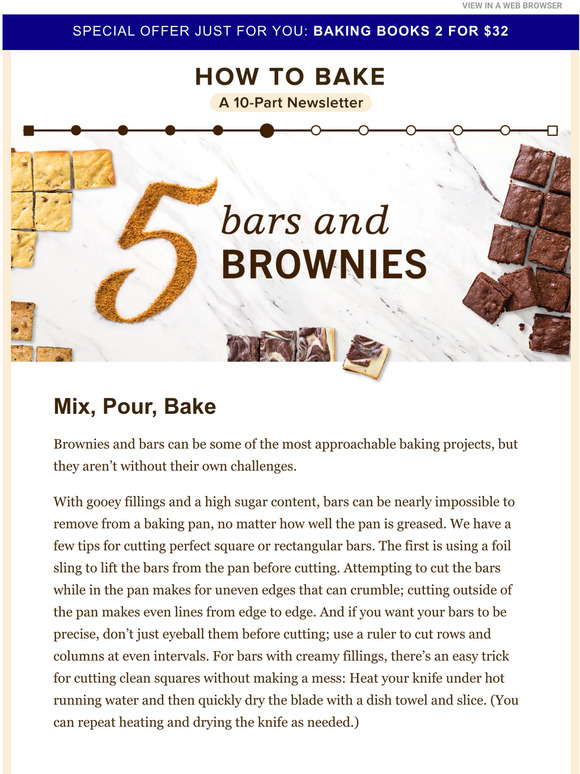 America's Test Kitchen How to Bake Bars and Brownies Milled
