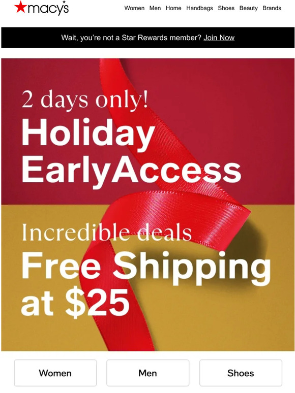 Macy's Epic Specials 🤝Free Shipping at 25. 2 days only Holiday Early