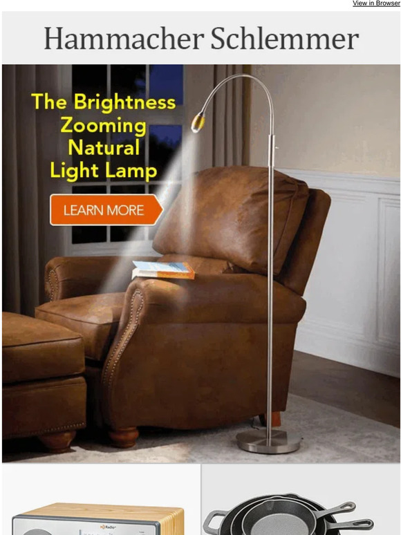 Hammacher Schlemmer The Brightness Zooming Natural Light Lamp Milled