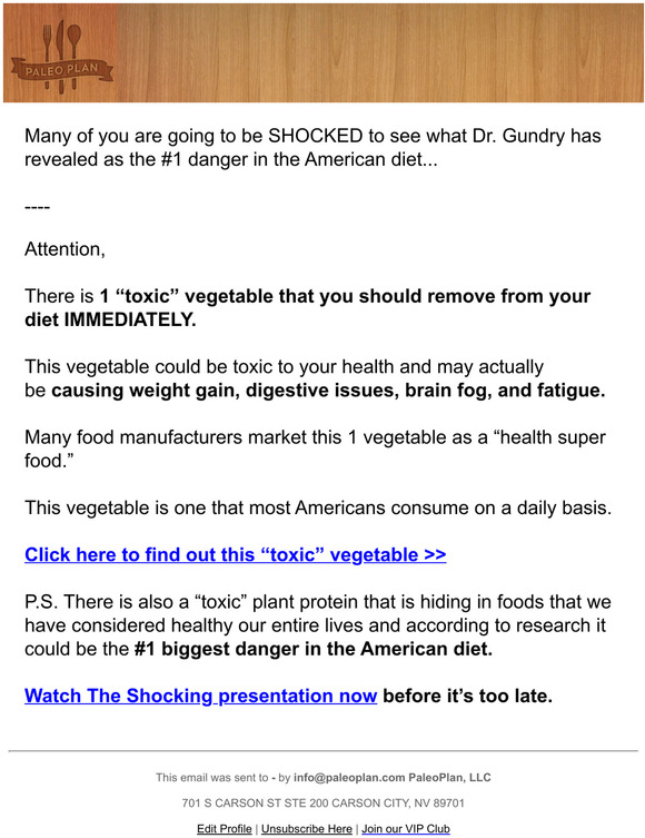 PaleoPlan This Toxic Vegetable Is The 1 Danger In Your Diet Milled