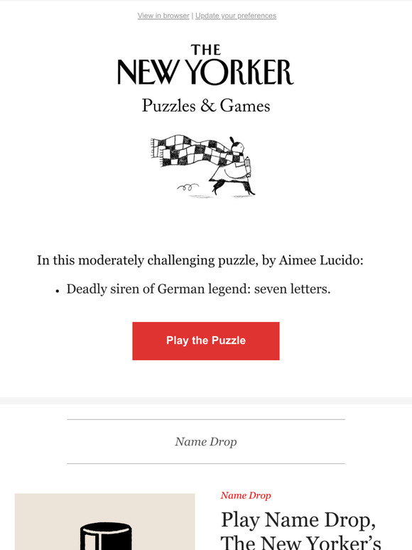 The New Yorker Today’s Crossword Puzzle and Name Drop Quiz Milled