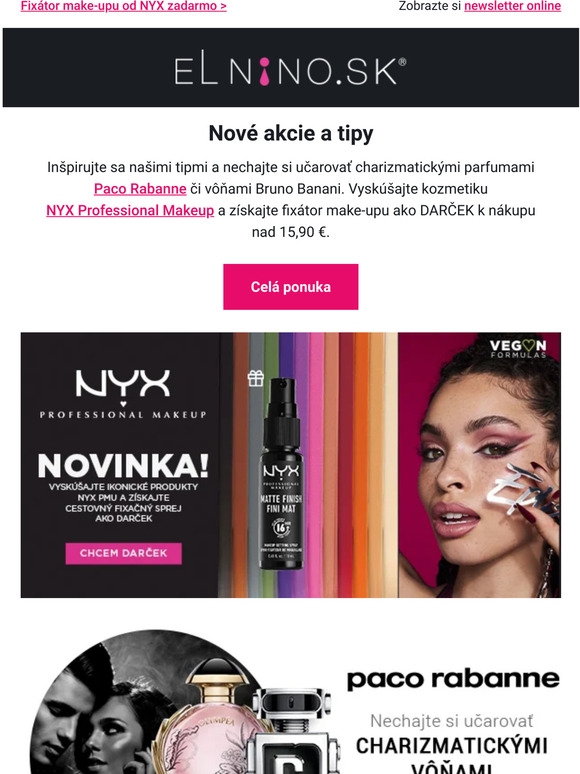 Paco Rabanne ✔️ Bruno Banani ✔️ kozmetika NYX s darčekom