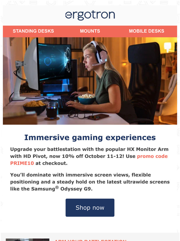 Save 10% on the HX Monitor Arm with HD Pivot for Prime Day