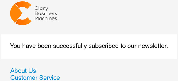 Newsletter subscription success
