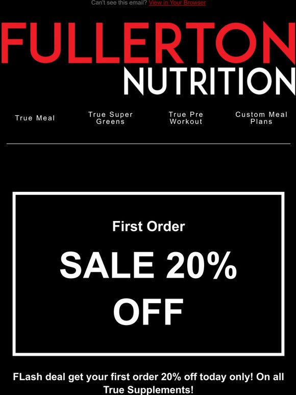 20% off Fullerton Nutrition
