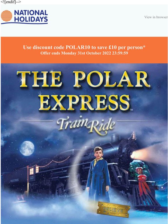 National Holidays Your Polar Express discount code is here… Milled