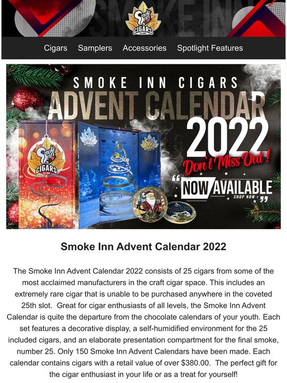 Smoke Inn Smoke Inn Advent Calendar 2022 Now Available at Smoke Inn