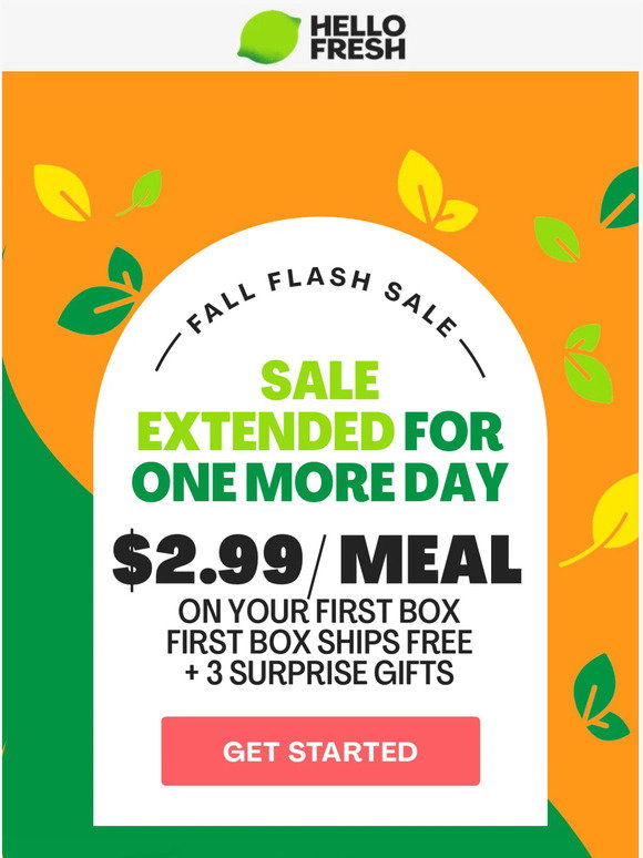 HelloFresh: pssst… we extended our sale (ONE MORE DAY) | Milled