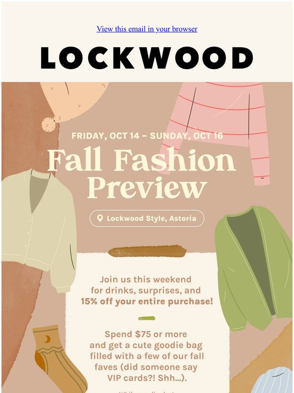 lockwood style is 15% off this weekend!