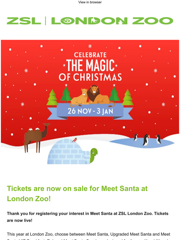 Meet Santa at London Zoo: On sale now! 🎅