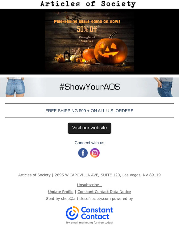 Articles of Society 50% Off Sale - While Supplies Last!