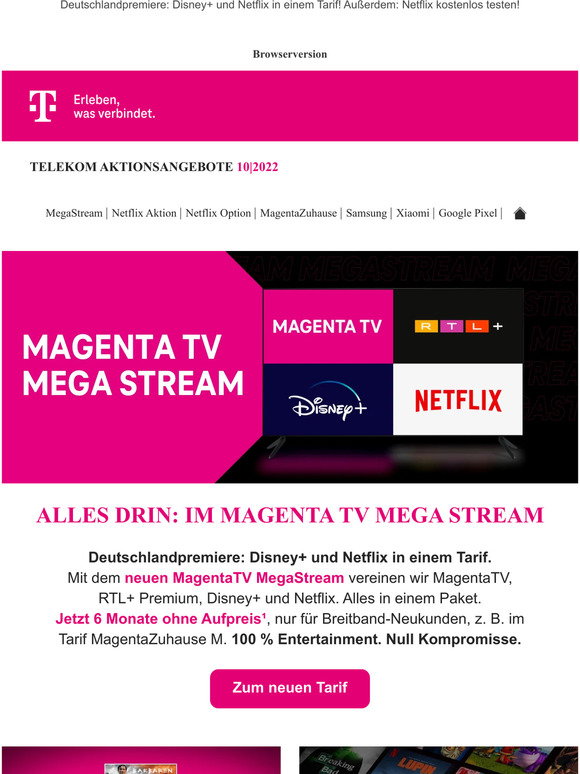 Telekom: MegaStream – Der neue Tarif bei MagentaTV | Milled