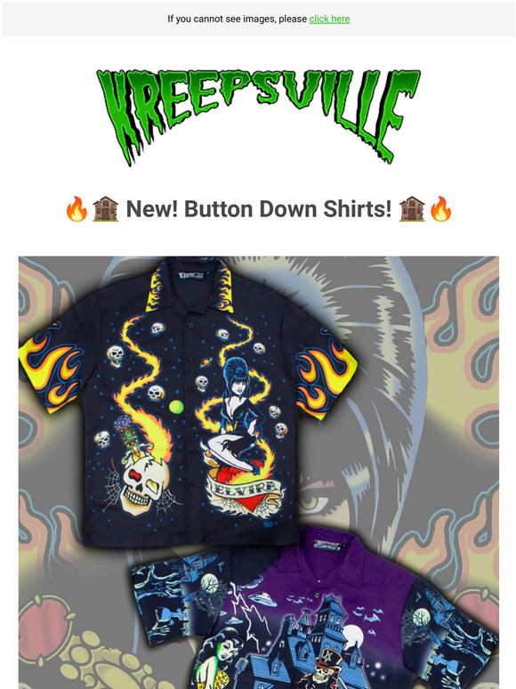 Kreepsville 666 👻🕷️🏚️new Elvira And Haunted House Button Downs🏚️🕷️👻 Milled 