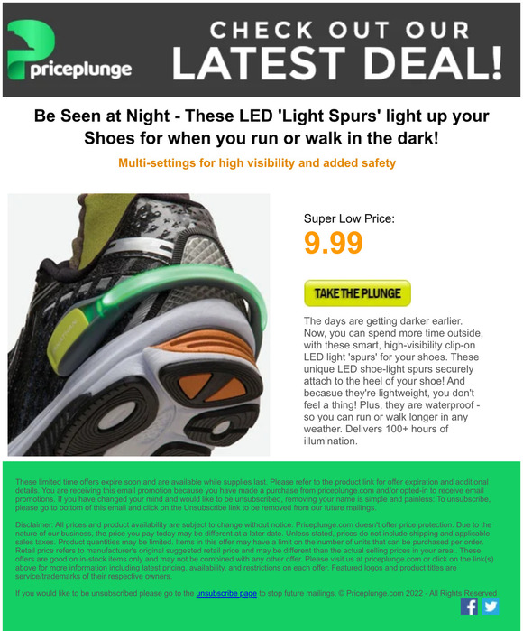 Be seen at night with these LED Light Spurs for your Shoes