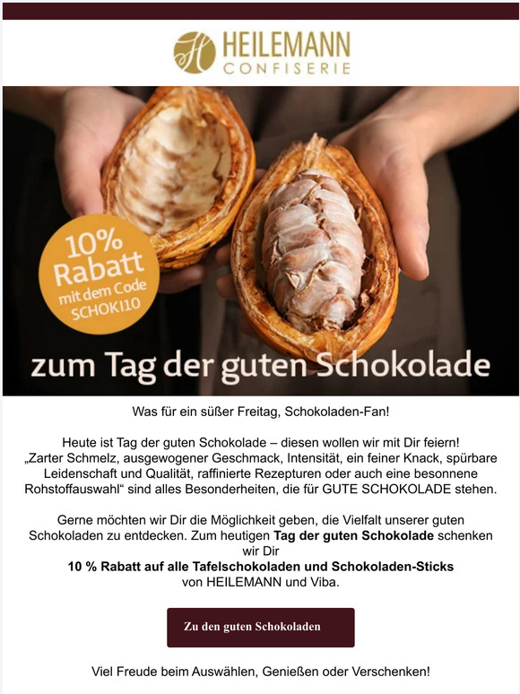 Tag der guten Schokolade 🍫 Heute 10 % auf alle Schokoladen!